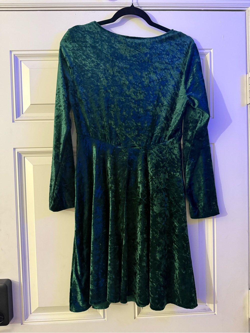 Vintage 90s Jamie Brooke Green Crushed Velvet Skater Dress - Picture 5 of 9